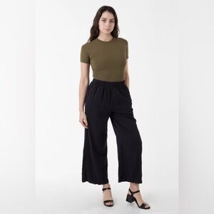 Los Angeles Apparel Cotton Twill Wide Pants, M, black